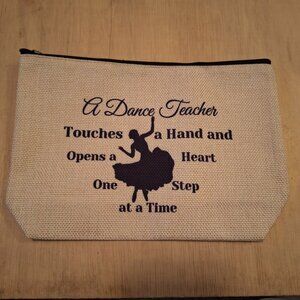 Dance‎ Teacher Gift Canvas Zipper Pouch Touches Hand Opens Heart Makeup Snacks